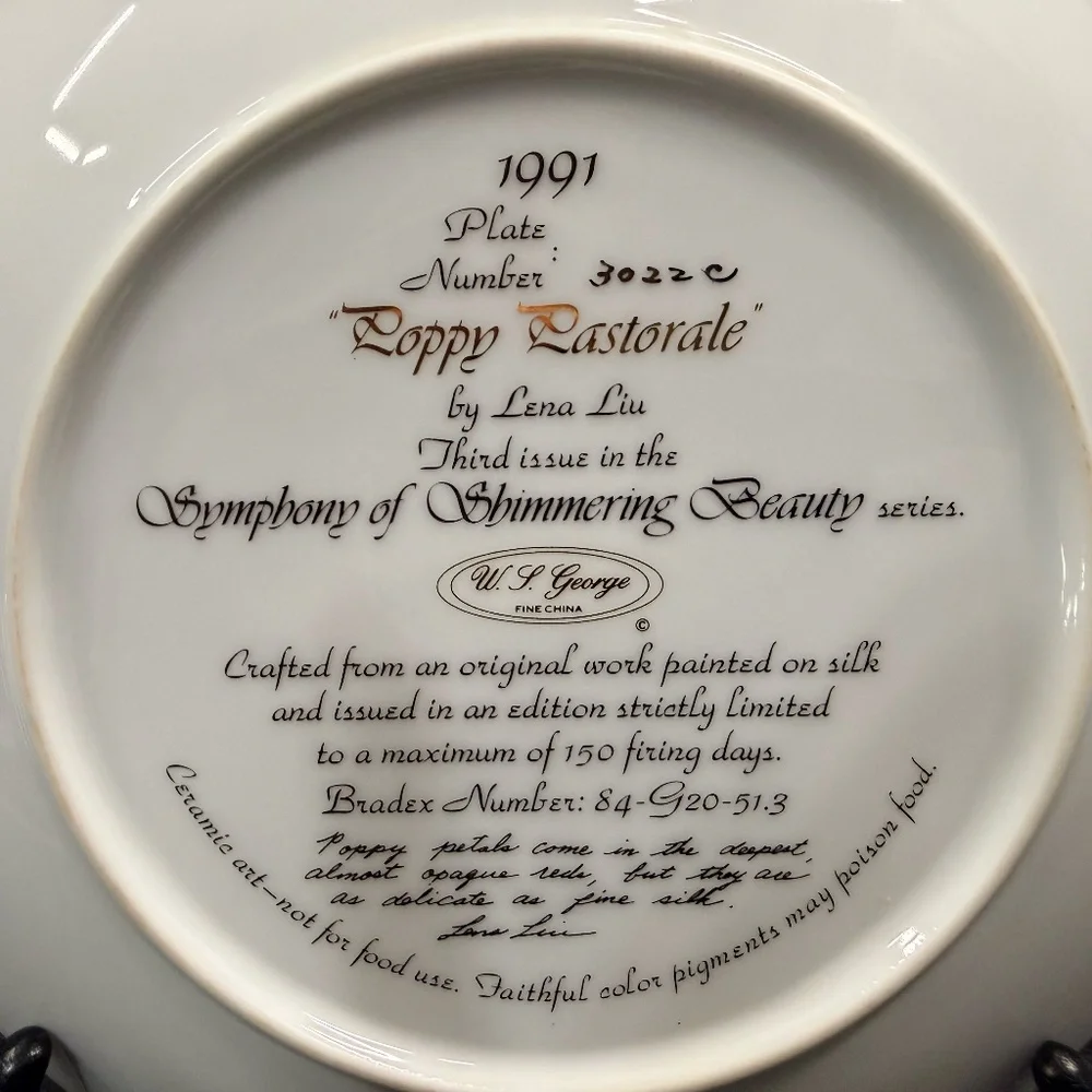 W.L. George “Poppy Pastorale” by Lena Liu Collector Plate